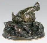 Poule et poussins by Pierre-Jules Mêne, Epreuve en bronze à patine brun nuancé, sold Sep 2014