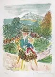 Mère et fille dans un paysage by Kostia Terechkovitch, Lithographie en couleur numérotée et signée, sold Sep 2014