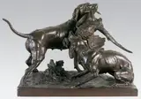 Deux chiens se disputant un faisan (grand modèle) by Georges Comte de Ferrieres, Epreuve en bronze à patine brun nuancé, sold Sep 2014