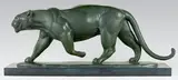 Panthère marchant by André Vincent Becquerel, Epreuve en bronze à patine vert nuancé, sold Sep 2014