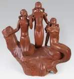 Les sirènes by Ulysse Gémignani, 1945, Epreuve en terre cuite à patine rouge nuancée, sold Sep 2014