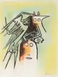 OISEAUX by Wifredo Lam, Pastel et fusain sur papier signé en bas à droite, sold Apr 2008
