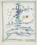 ARBRE AU SOLEIL COUCHANT" by Manuel Cargaleiro, 1960, Pastel gras et encre sur papier signé et daté en bas à droite, sold Apr 2008