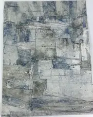 Composition bleu by Anna Shanon, Collage et encre sur papier, sold Mar 2025