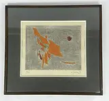 Composition abstraite orange by Gustave Singier, 1961, Lithographie, sold Feb 2025