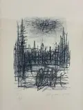 Paysage à la charrette by Jean Carzou, Lithographie en noir, sold Feb 2025