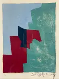 Composition rouge, noir, vert et gris by Serge Poliakoff, Lithographie, sold Feb 2025