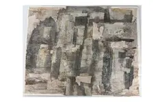 Composition rose jaune et gris by Anna Shanon, Collage et encre sur papier, sold Jan 2025