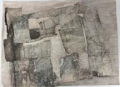 Composition rose et gris by Anna Shanon, Collage et encre sur papier, sold Jan 2025