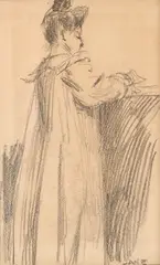 Jane Avril ? De dos by George Bottini, Crayon sur papier, sold Jan 2025