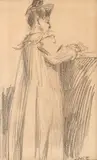 Jane Avril ? De dos by George Bottini, Crayon sur papier, sold Jan 2025