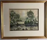 Clécy, Normandie by Paul-Émile Pissarro, vers 1952, Crayon, aquarelle sur papier, sold Jan 2025
