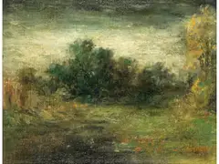 Am Rande Eines Waldes by James Ensor, oil on canvas, sold Dec 2021
