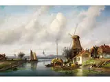 Sommerliche Flusslandschaft mit Reicher Figurenstaffage by Charles Leickert, oil on canvas, offered Mar 2025