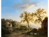 Hügelige Landschaft mit Schafhirten by Willem Bodeman, 1806 Amsterdam – 1880 Bussum, oil on canvas, sold Jun 2019