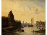 Flusslandschaft mit Windmühlen by Jan Jacob Spohler, oil on canvas, sold Jun 2026