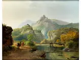 Gebirgslandschaft mit Bach und Reisenden by Fredrik Marinus Kruseman, oil, offered Sep 2016