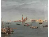 Venedig – Blick auf die Insel san Giorgio Maggiore by Vincenzo Chilone, oil on canvas, offered Jun 2023