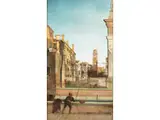 Venedig, Blick in Eine Gasse mit dem Campanile von san Sebastiano by Vincenzo Chilone, oil on canvas, offered Jun 2023