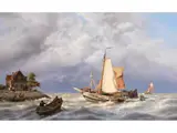 Segelschiffe in Aufgewühlter see by Jan Hermann Barend Koekkoek, oil on canvas, sold Mar 2026