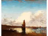 L'etang de Berre by Félix Ziem, 1821 Beaune – 1911 Paris, oil on panel, sold Jun 2024
