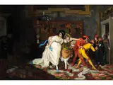 Zur Karnevalszeit by Vincenzo Colleoni, oil on canvas, offered Jun 2024