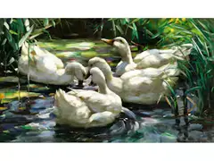Enten im Schilf by Alexander Koester, oil on canvas, sold Jun 2026