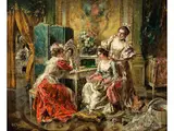 Die Toilette by Eduardo León Garrido, oil on panel, offered Apr 2022