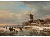 Winterliches Eisvergnügen mit Windmühlen by Lodewijk Johannes Kleijn, oil on canvas, offered Sep 2020