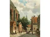 Strassenansicht mit Händlern in Haarlem by Adrianus Eversen, oil on canvas, offered Mar 2025