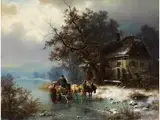 Der Gruss auf dem eis by Heinrich Höfer, oil on canvas, sold Sep 2024
