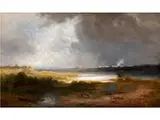 Regen Über dem Dachauer Moos by Eduard Schleich d. Ä., oil on canvas, offered Sep 2015