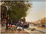 Blick auf den Blumenmarkt in Amsterdam by Heinrich Hermanns, oil on canvas, offered Sep 2015