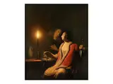 Liebespaar im Kerzenlicht mit Austern by Petrus van Schendel, oil on panel, sold Sep 2023