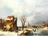 Winterliche Flusslandschaft mit Windmühle by Jan Jacob Coenraad Spohler, oil on canvas, sold Sep 2025