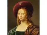 Portrait Einer Jungen Römerin mit Rotem Samtbarett by Karl Ferdinand Sohn, oil on canvas, sold Sep 2025