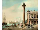 Ansicht von Venedig mit Markusplatz und Figurenstaffage by Jakob Alt, gouache, sold Sep 2018