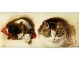 Studie mit Zwei Katzen by Henriëtte Ronner-Knip, oil, offered Dec 2018
