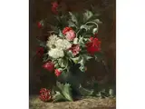 Gefüllte Mohnblumen in Einer Vase by Maria van der Voort, oil on canvas, sold Jun 2023