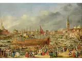 Venedig – die Abfahrt des Bucintoro by Francesco Zanin, oil on canvas, sold Sep 2024