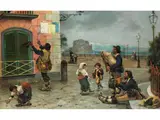 Umherziehende Dudelsackspieler vor Einem Haus by Tommaso De Vivo, oil on canvas, offered Mar 2026