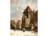 Winterliche Stadt mit Kirche by Adrianus Eversen, oil, sold Sep 2024