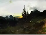 Sonnenuntergang in den Alpen by August Lohr, oil on canvas, sold Sep 2019