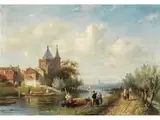 Holländische Flusslandschaft mit Kähnen und Figuren by Charles Leickert, oil on panel, sold Mar 2025