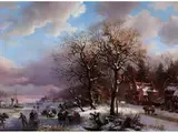 Winterliche Flusslandschaft mit Eisvergnügen by Andreas Schelfhout, oil on panel, sold Dec 2024