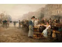 Markt in Wien by Emil Barbarini, oil on panel, sold Dec 2015