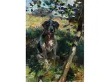 Jagdhund Unter Jungem Baum by Heinrich von Zügel, oil, offered Dec 2015