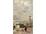 Blick auf Venedig bei Abendlicher Stimmung by Franz Richard Unterberger, oil on panel, sold Dec 2019