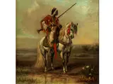 Orientalischer Krieger auf Einem Schimmel by Adolf Schreyer, oil on panel, offered Dec 2016
