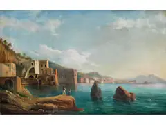 Fischer am Golf von Neapel by Franz Ludwig Catel, oil on canvas, sold Mar 2021